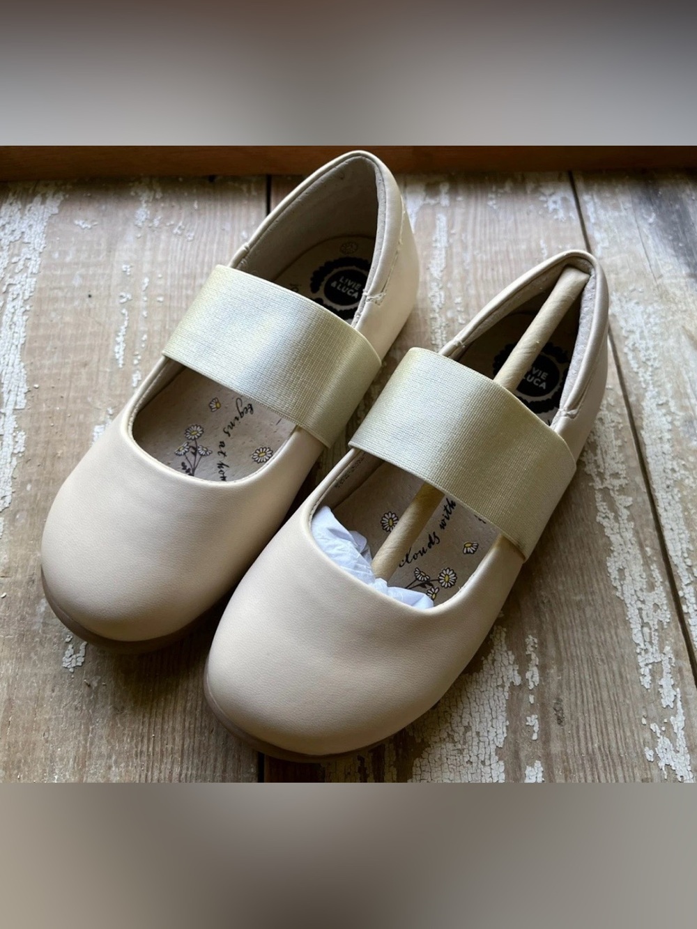 Livie & Luca Girls Ballets Flats Cream/Soft Pink Elastic Strap Mary Jane Shoes